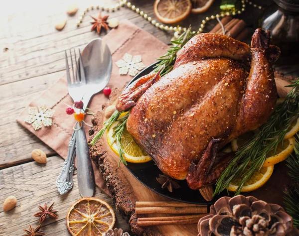 Tacchino al forno per Natale o Capodanno spazio per il testo — Foto Stock