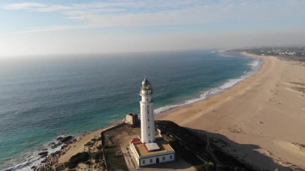 Een Trafalgar Uitzicht Faro Cabo Trafalgar Een Vuurtoren Bij Cape — Stockvideo