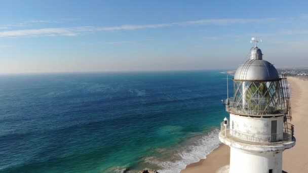 Trafalgar Flydronebilde Faro Cabo Trafalgar Fyrtårn Ved Cape Trafalgar Nes – stockvideo