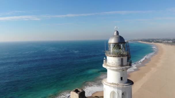 Трафальгар Вид Повітряного Дрона Faro Cabo Trafalgar Маяк Мисі Трафальгар — стокове відео