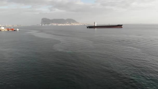 Transporte Navios Petroleiros Gás Serviços Internacionais Gibraltar Filmagem Vídeo Vista — Vídeo de Stock