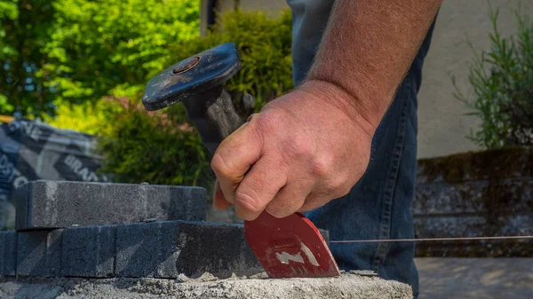 bricklayer tools man working on construction site