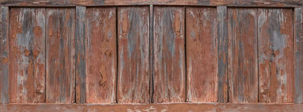 Old Wood Background Weathered Brown Vertical Boards Frame Panoramic Closeup — Stock Photo, Image