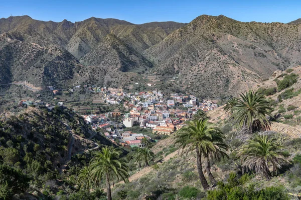 Gomera Pohled Údolí Vallehermoso Uprostřed Hor Turistické Stezky Roque Cano — Stock fotografie