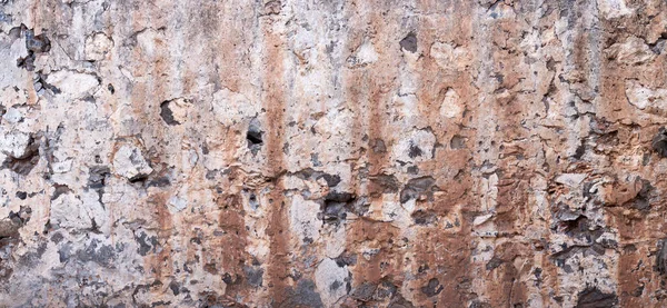 Panoramic Detail Old Dilapidated Beige Brown House Wall Partly Visible — Stock Photo, Image
