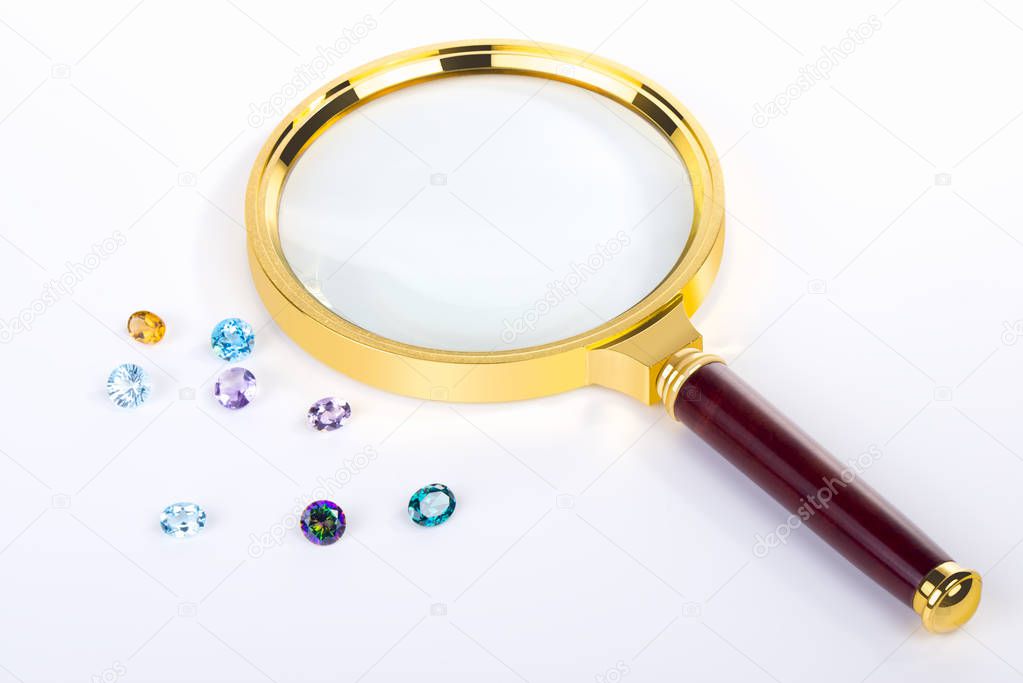 magnifying glass and jewelery