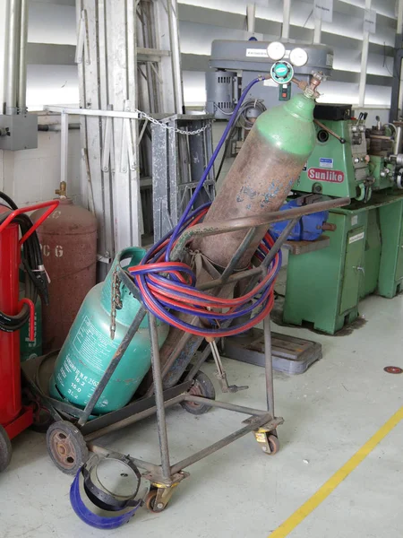 Tubo gas e ossigeno per saldatura acciaio — Foto Stock