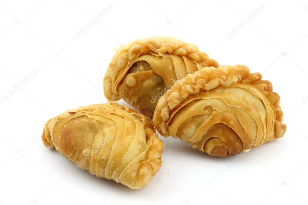 Curry puff sweet on white background