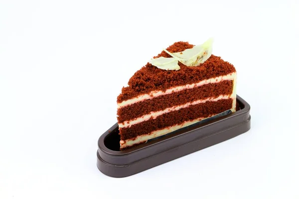 巧克力蛋糕和白酱 — 图库照片