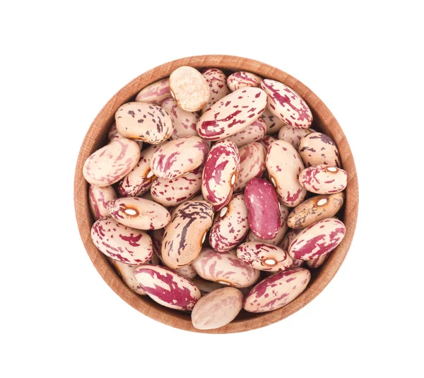 Pinto fasulye izole bir ahşap kase 