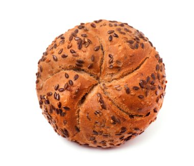 Beyaz arka plan üzerinde izole keten tohumu ile topuz