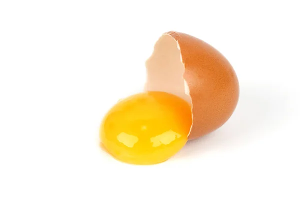 Broken chicken egg isolated on white background — Stock Photo, Image