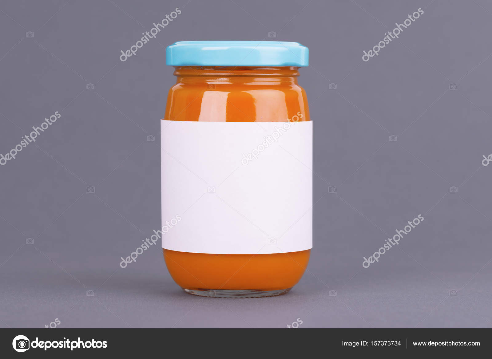 Download Orange Glass Jar For Baby Food Bank On Grey Background Organic Baby Food Puree Mock Up Without Template Design Label Stock Photo Image By C Vandycandy 157373734