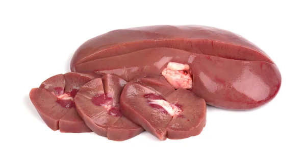 Domuz eti böbrek çiğ beyaz arka plan üzerinde izole. Portre. İzole domuz böbrek.