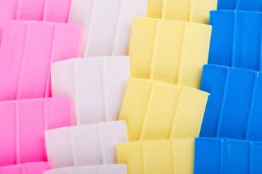 Tebeşir terzi. Renkli tebeşir dikiş için. Arka plan renkli tebeşir. Terziler iş için farklı renklerde tebeşir.