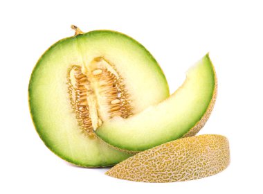 Beyaz arka plan üzerinde izole kavun karpuz. Beyaz arka plan üzerinde izole sulu ve tatlı kavun karpuz.
