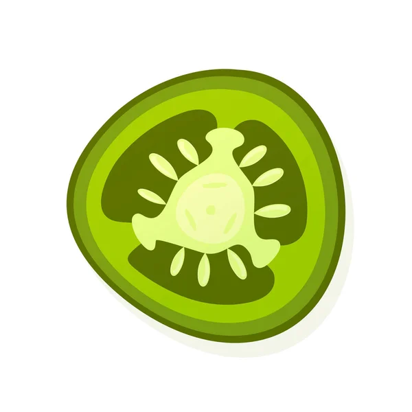Chile jalapeño en rodajas aislado en blanco. Pimienta verde madura jugosa. Ilustración vectorial . — Vector de stock