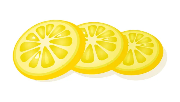 Färska citronskivade skivor isolerade på vit bakgrund. Saftigt mogen citron. Vektorillustration. — Stock vektor