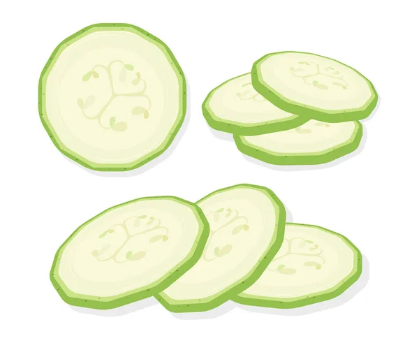 Čerstvá Dřeň Zelenina Plátky Izolované Bílém Pozadí Prsteny Cukety Vektorová — Stockový vektor