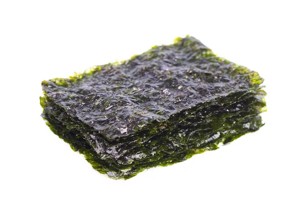 Algas Crocantes Nori Isoladas Fundo Branco Comida Japonesa Nori Folhas — Fotografia de Stock