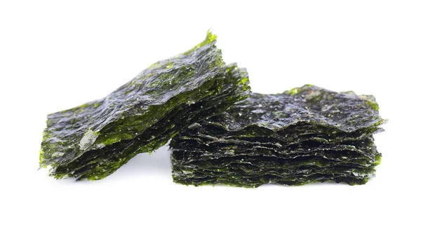 Algues Nori Croustillantes Isolées Sur Fond Blanc Nourriture Japonaise Nori — Photo