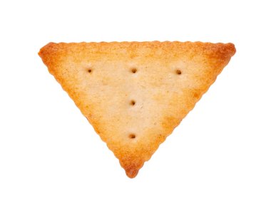 Kraker beyaz arka planda izole edilmiş. Kuru kraker kurabiyeleri izole edilmiş. İzole edilmiş tuzlu çerezler. Üst görünüm