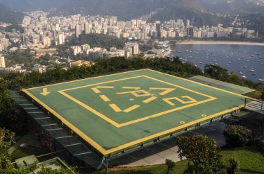 Helikopter pisti urca ve lagün Rodrigues de Freitas rio de janeiro Brezilya tepenin görünümü