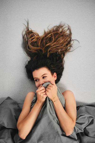 Beautiful Young Brunette Girl Morning — Stock Photo, Image