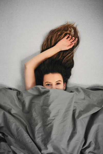 Beautiful Young Brunette Girl Morning — Stock Photo, Image