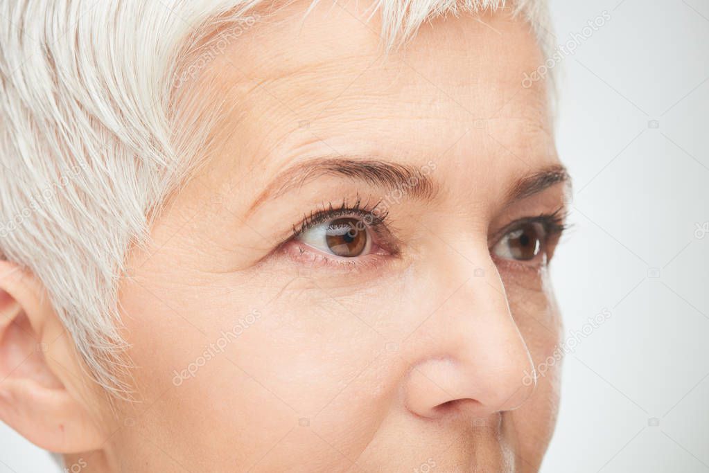 Close up of senir woman eyes.
