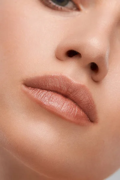 Primer Plano Labios Perfectos Mujer Hermosa — Foto de Stock