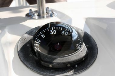 Compass on a sea fishing boat. Gyrocompass on the ship clipart