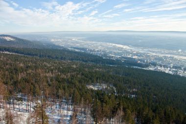 Ust-Kut şehrin kuzey bölümünün görünümünü