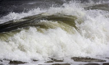  Kumlu bir sahilde dalgalı deniz suyunun farklı kesimlerinin yapısı..