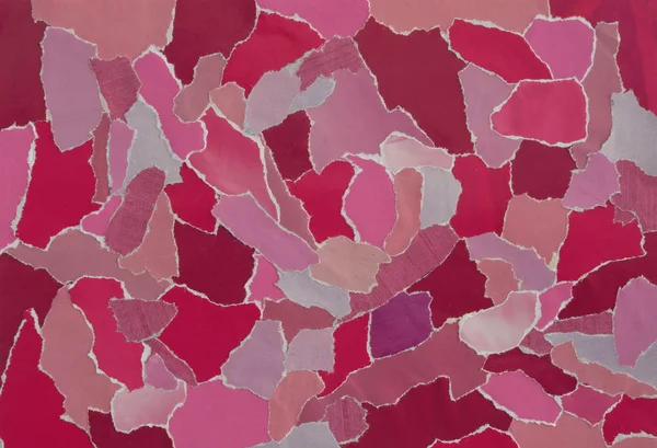 Criativa Atmosfera arte humor bordo colagem folha na ideia de cor rosa, vermelho, roxo feito de revistas rasgadas e papel de matéria impressa — Fotografia de Stock