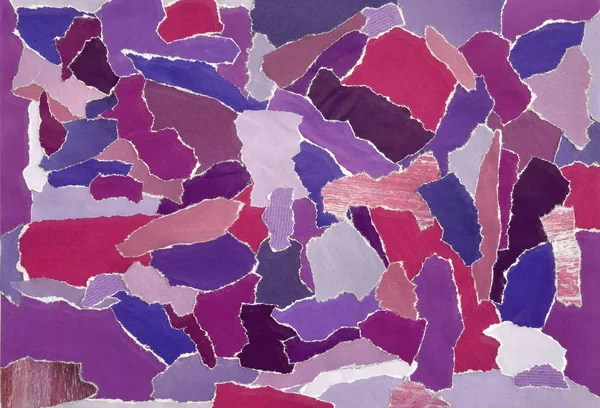 Tableau d'humeur d'art de l'atmosphère créative, feuille de collage en idée de couleur rose, bleu, violet en magazines déchiré et papier imprimé — Photo