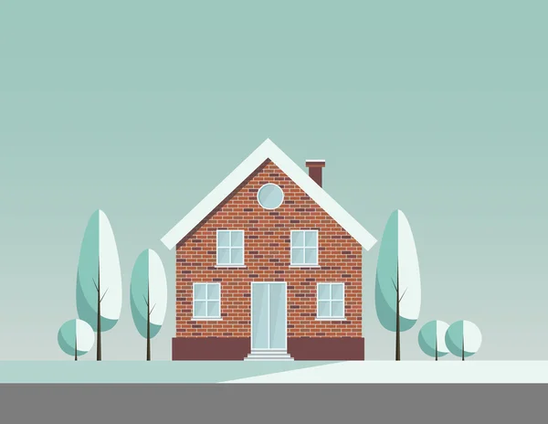 Деревенский зимний дом — стоковый вектор