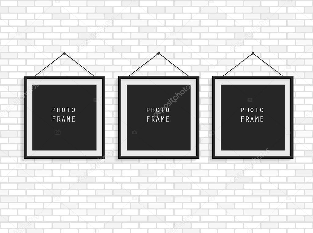 Set of black photo frames 