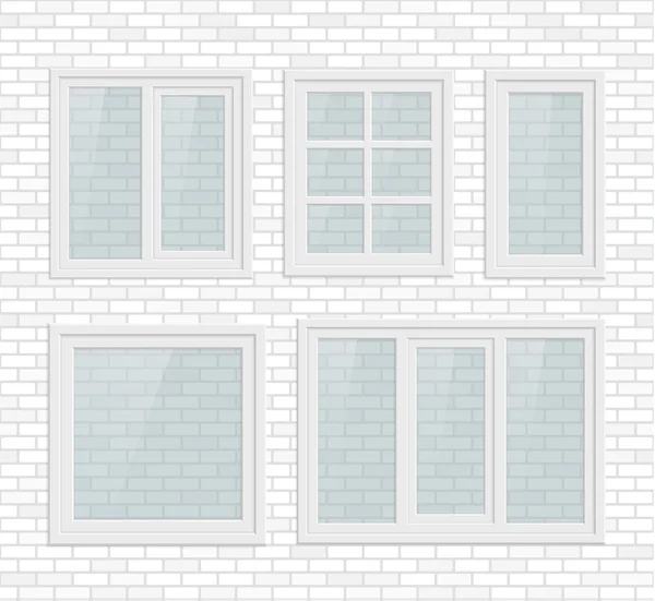 Conjunto de ventanas de plástico metálico transparente — Vector de stock