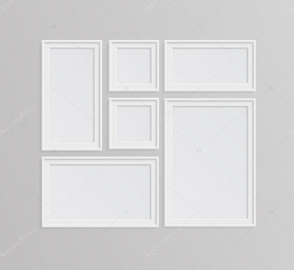 Set of white photo frames