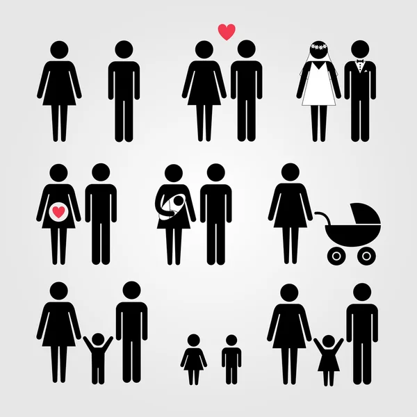 Conjunto de iconos familiares — Vector de stock