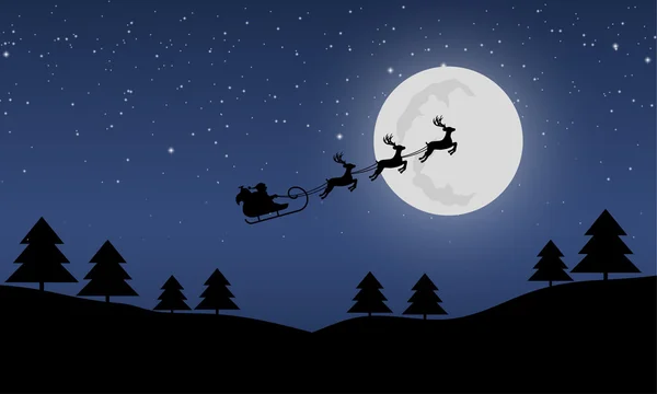Bir atlı kızak onların reindee ile Noel Baba rides