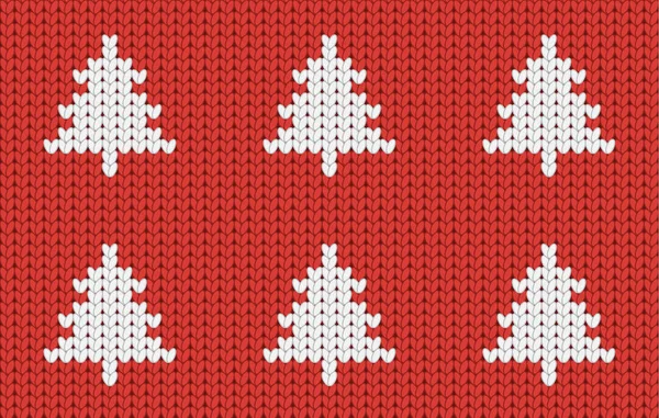 Связанный бесшовный красный рождественский узор с рождественскими елками — стоковый вектор