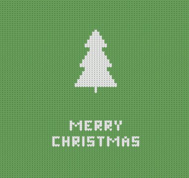 Örgü yeşil neşeli Noel tebrik kartı 