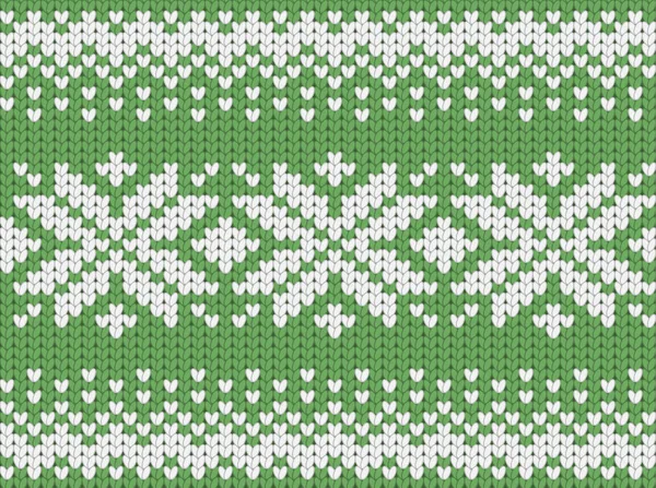 Knitted green seamless  scandinavian Christmas pattern — Stock Vector