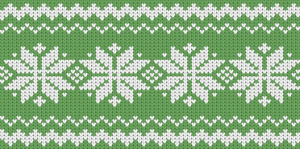 Вязаный зеленый бесшовный скандинавский рождественский узор — стоковый вектор