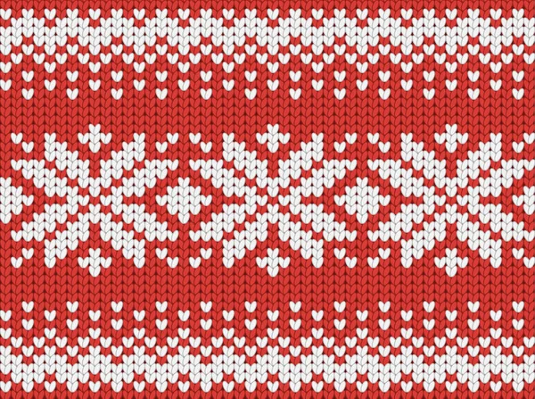 Knitted red seamless  scandinavian Christmas pattern — Stock Vector