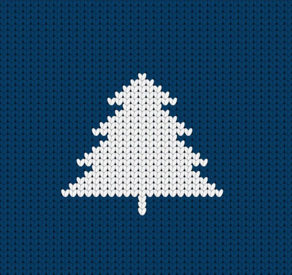 Tnitted dark blue Christmas pattern wiht Christmas tree — стоковый вектор