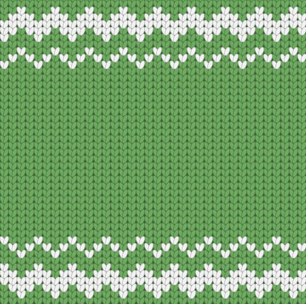 Gestricktes grünes Weihnachtsmuster mit geometrischem Ornament — Stockvektor
