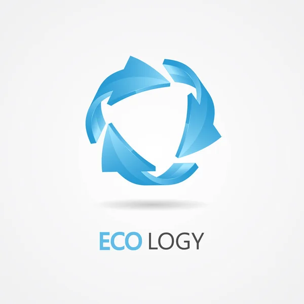 Recycling-Logo, Umweltlogo mit blauem Pfeil — Stockvektor